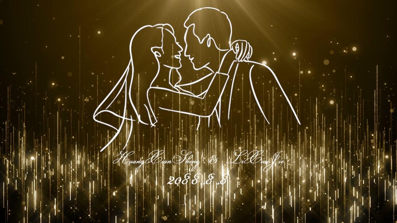 4K金色流光粒子结婚婚礼开场视频婚庆LED电子大屏幕背景动态视频视频封面